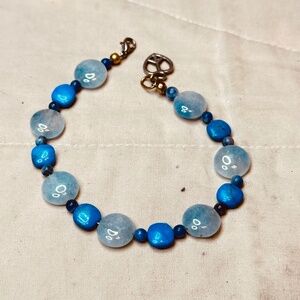Crackle Quartz & Dyed Howlite Blue Beaded Bracelets vintage